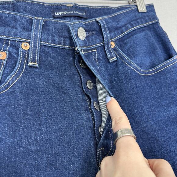 Levi's Made & Crafted Jeans Womens 27 Blue 501 Crop Button Fly Selvedge Denim - Picture 3 of 15